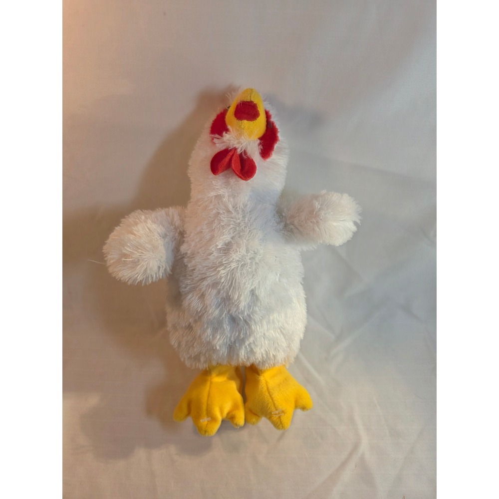 Hugfun International White Plush Chicken Stuffed Animal Yellow Feet Red Comb